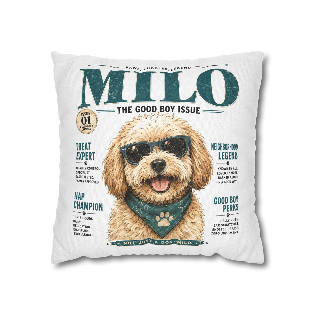 Milo 'The Good Boy Issue' Decorative Pillowcase Milo Bailey Dog Dad Mom