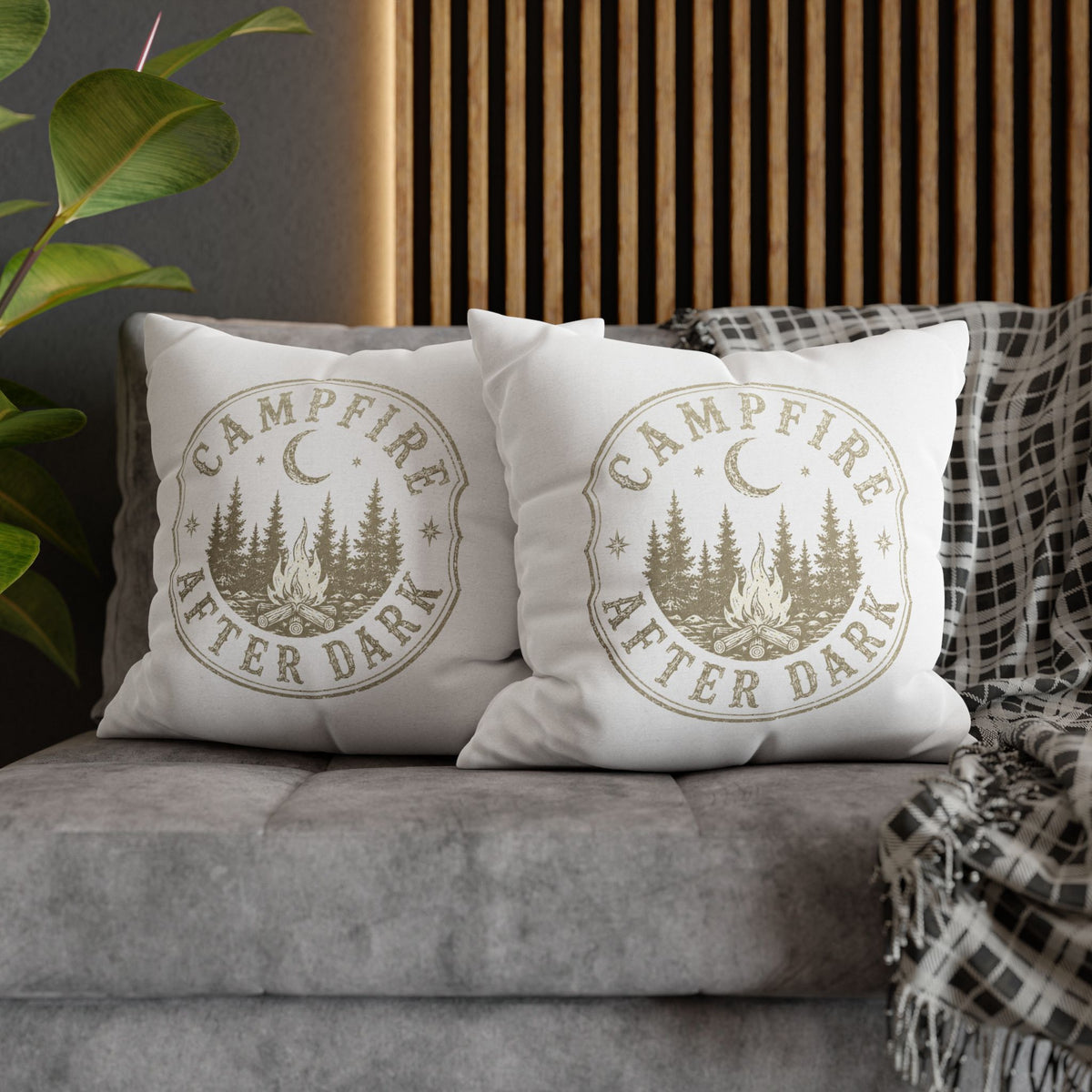 Campfire After Dark Decorative Pillowcase Milo Bailey Dog Dad Mom — Outdoor Rustic Woodland Accent