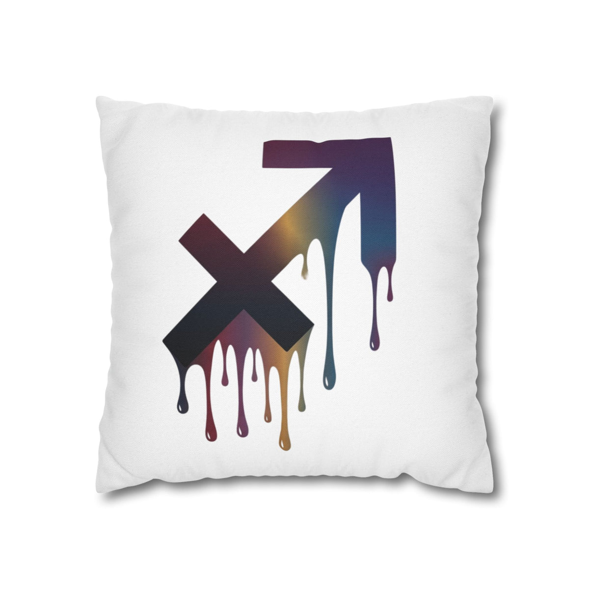Sagittarius Dripping Arrow Logo Pillowcase — Modern Graphic Accent Pillow