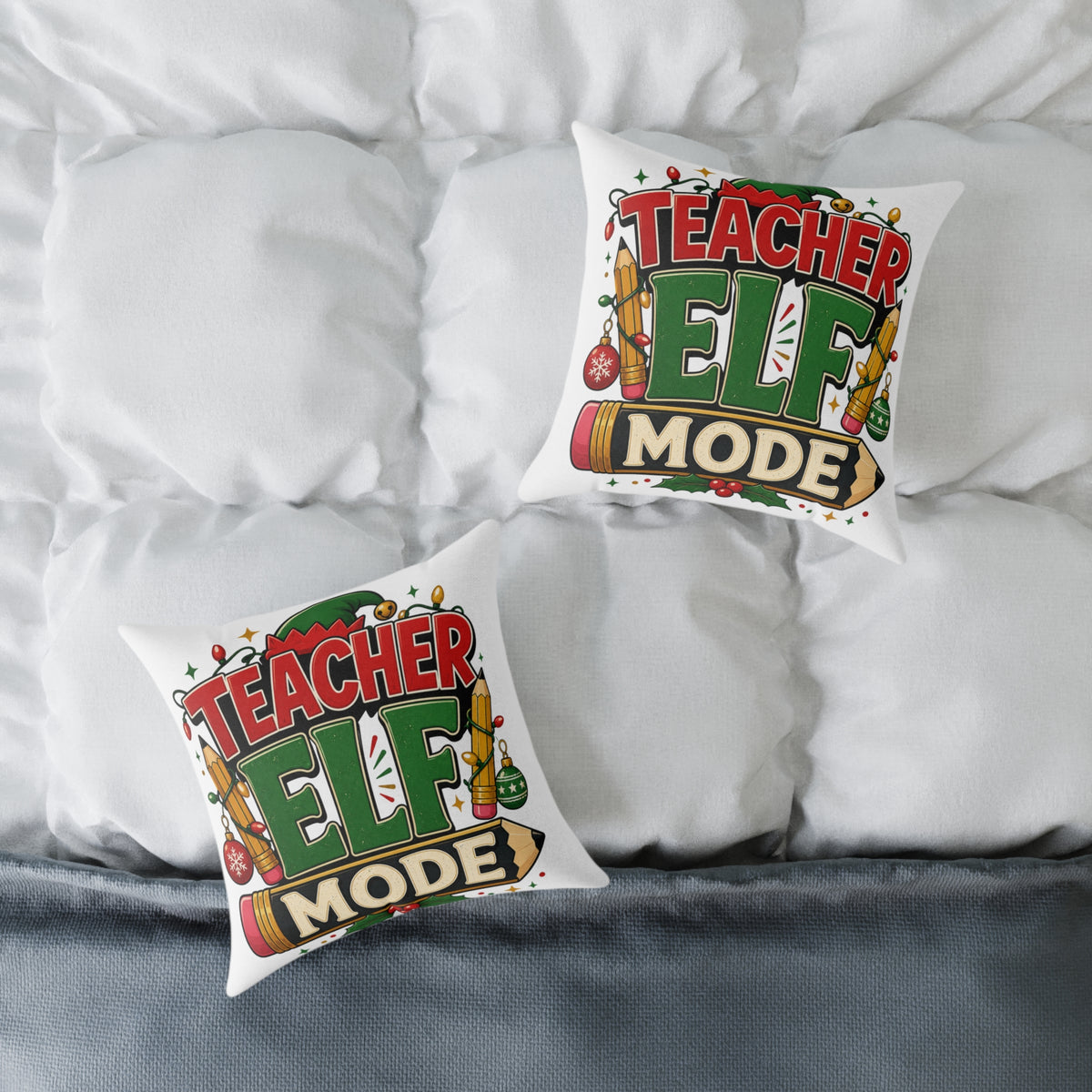Christmas Teacher Elf Mode Pillow — Christmas Holiday Classroom Decor