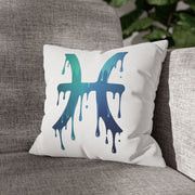 Pisces Drip Zodiac Pillowcase — Blue Gradient Astrological Accent