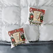 Christmas Checking It Twice Square Poly Canvas Pillow