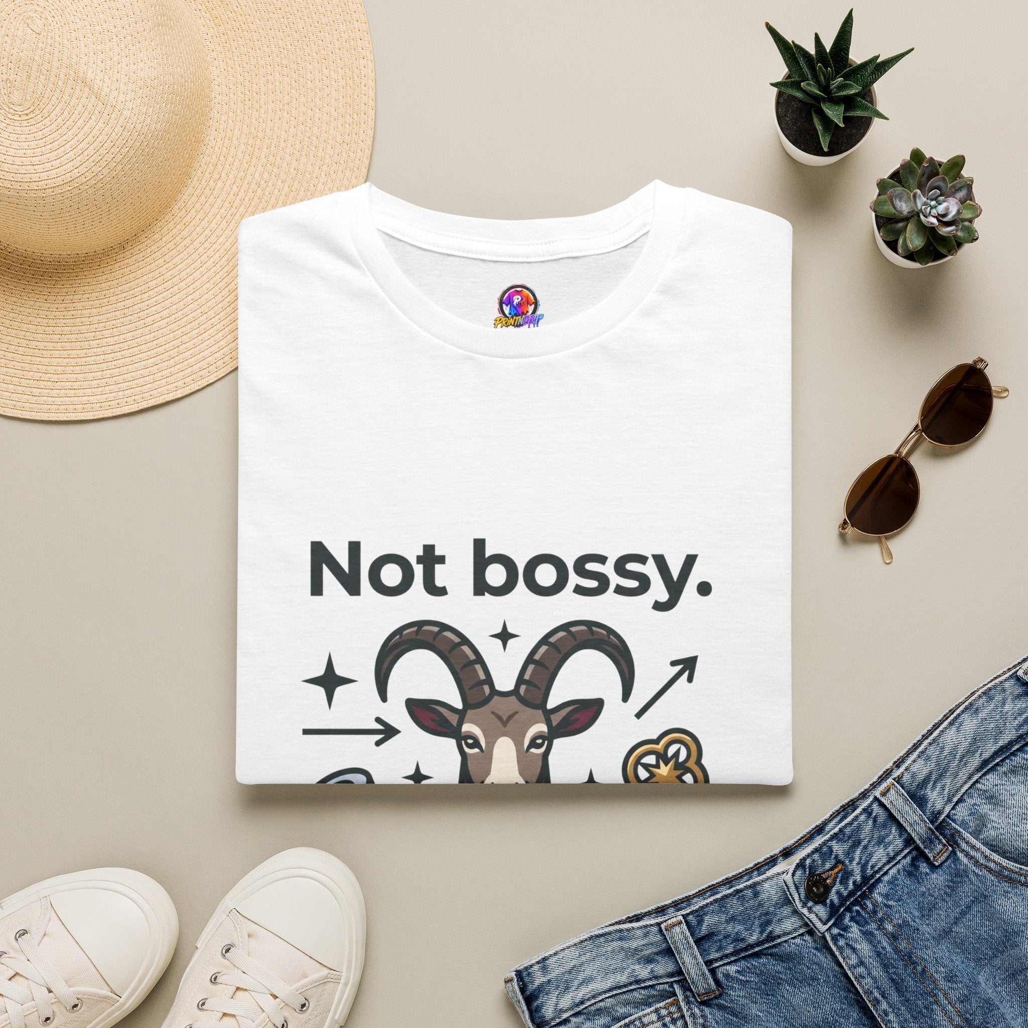 Capricorn T-Shirt — "Not Bossy, Just the Boss" Zodiac Goat Tee