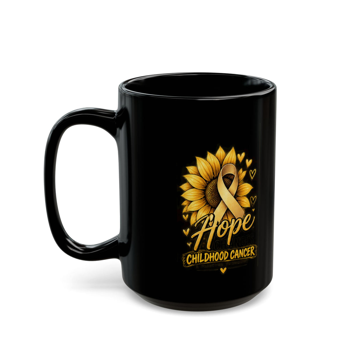 Hope Childhood Cancer Mug — Sunflower & Gold Ribbon Memorial Coffee Cup (11oz, 15oz)