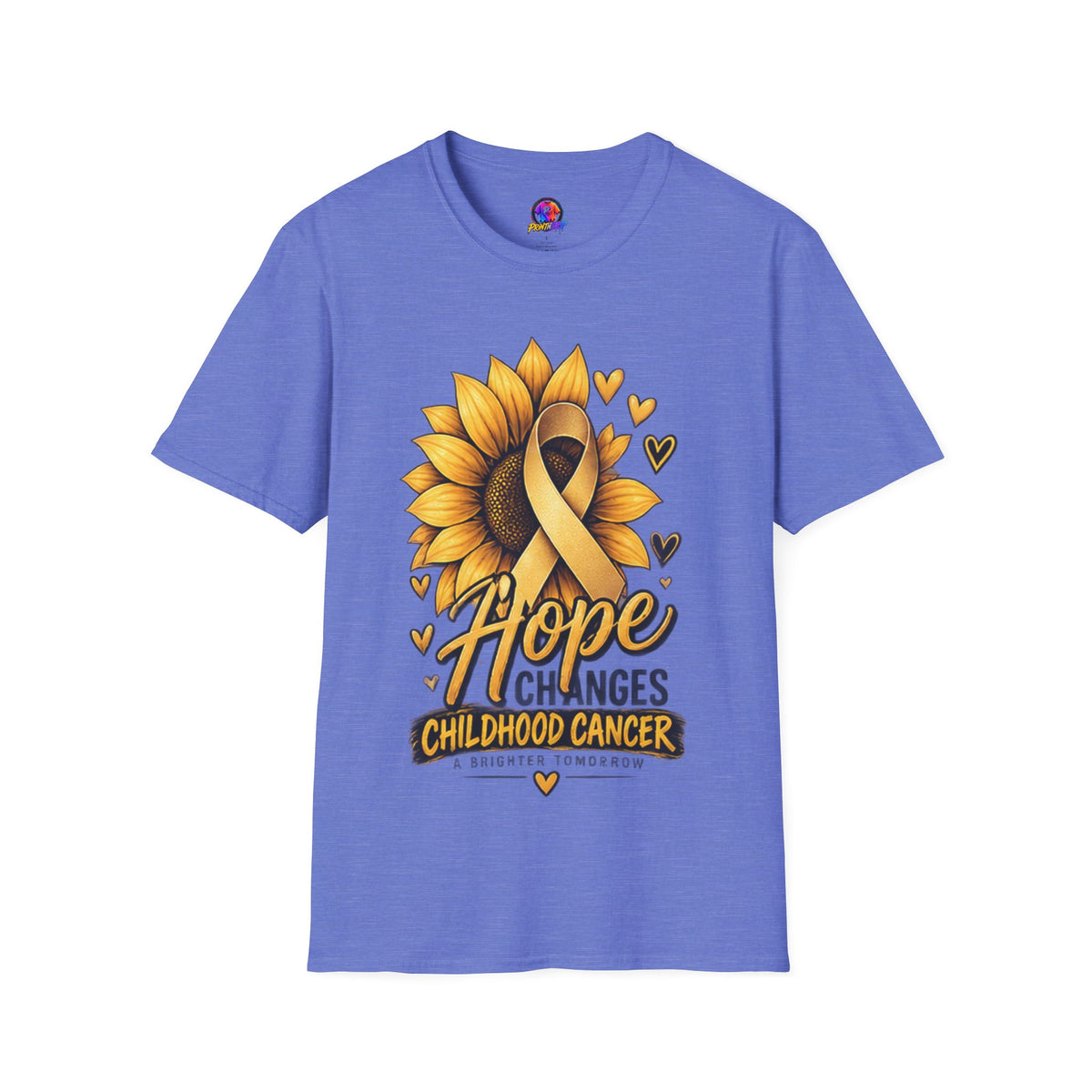 Childhood Cancer Awareness T-Shirt — "Hope Changes Lives" Sunflower Ribbon