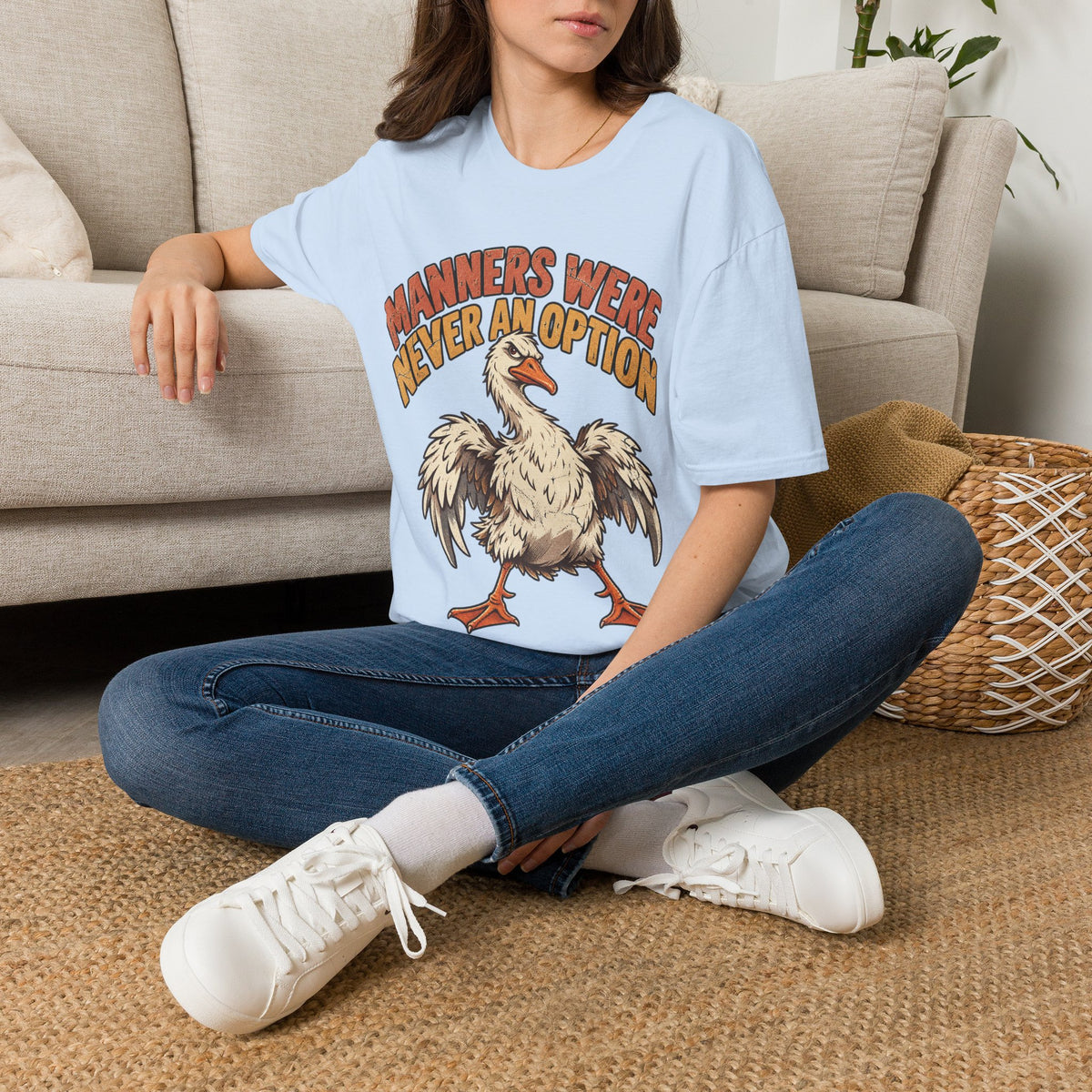 Funny And Witty “Manners Were Never An Option” Goose Graphic T-Shirt