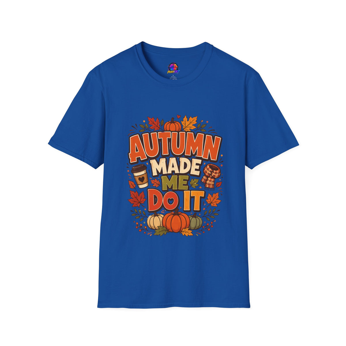 Thanksgiving T-shirt Autumn Made Me Do It T-Shirt — Fall Pumpkin & Leaves Graphic Tee