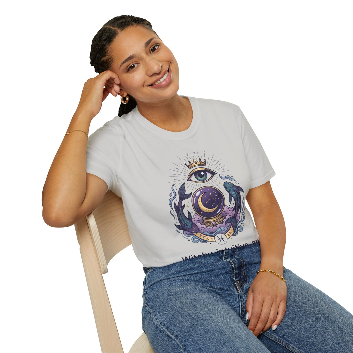 Pisces Mystic Eye T-Shirt — Witchy Astrology Moon & Crown Design