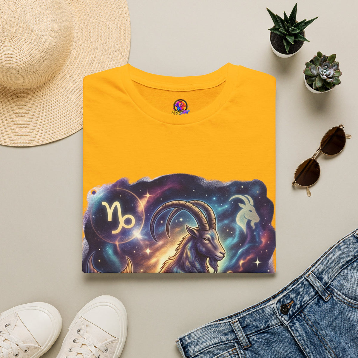 Capricorn Zodiac T-Shirt — Celestial Goat Astrology Tee