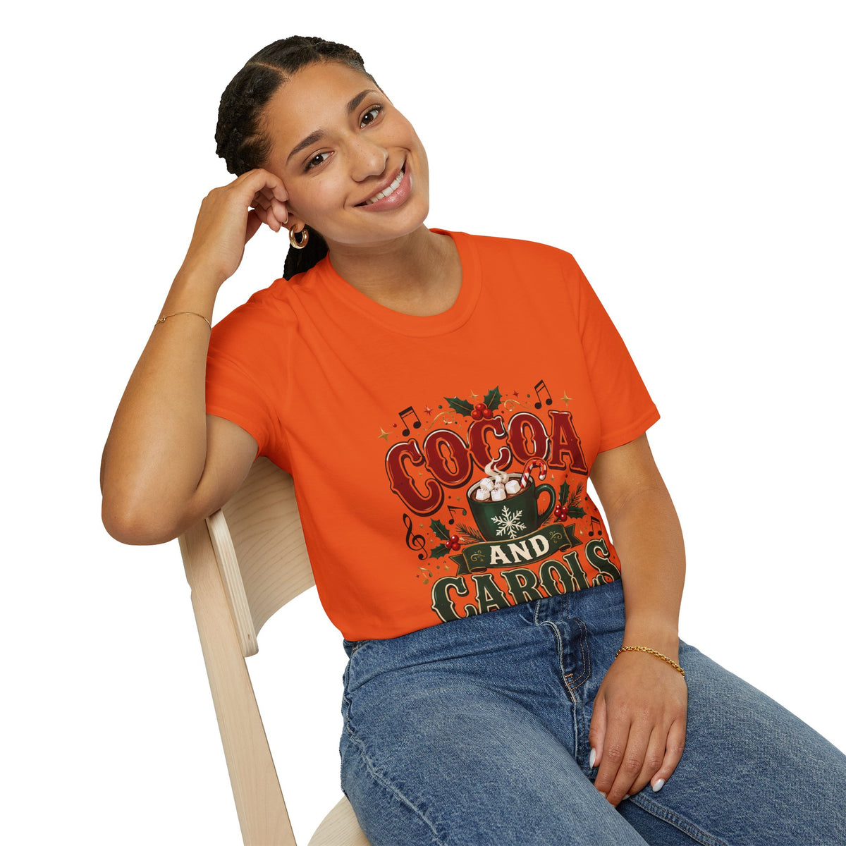 Cocoa and Carols T-Shirt — Cozy Holiday Cocoa Graphic Tee