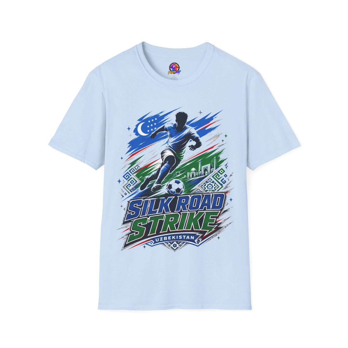 Silk Road Strike Soccer T-Shirt — Uzbekistan Football Graphic Tee