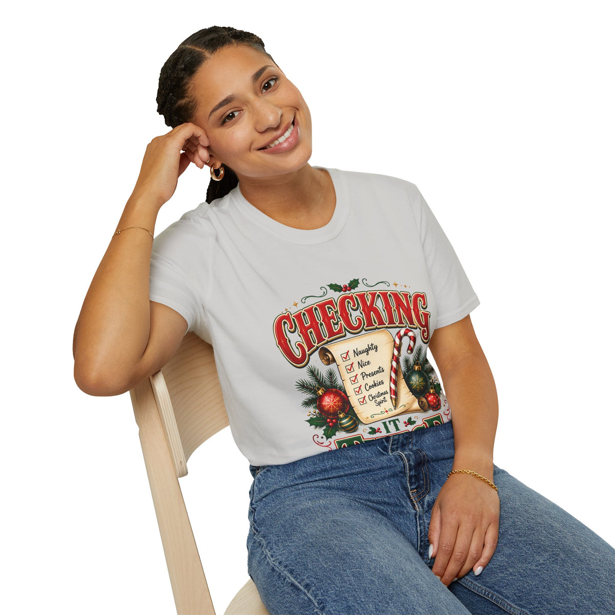 Checking It Twice Christmas T-Shirt — Naughty or Nice Holiday Tee