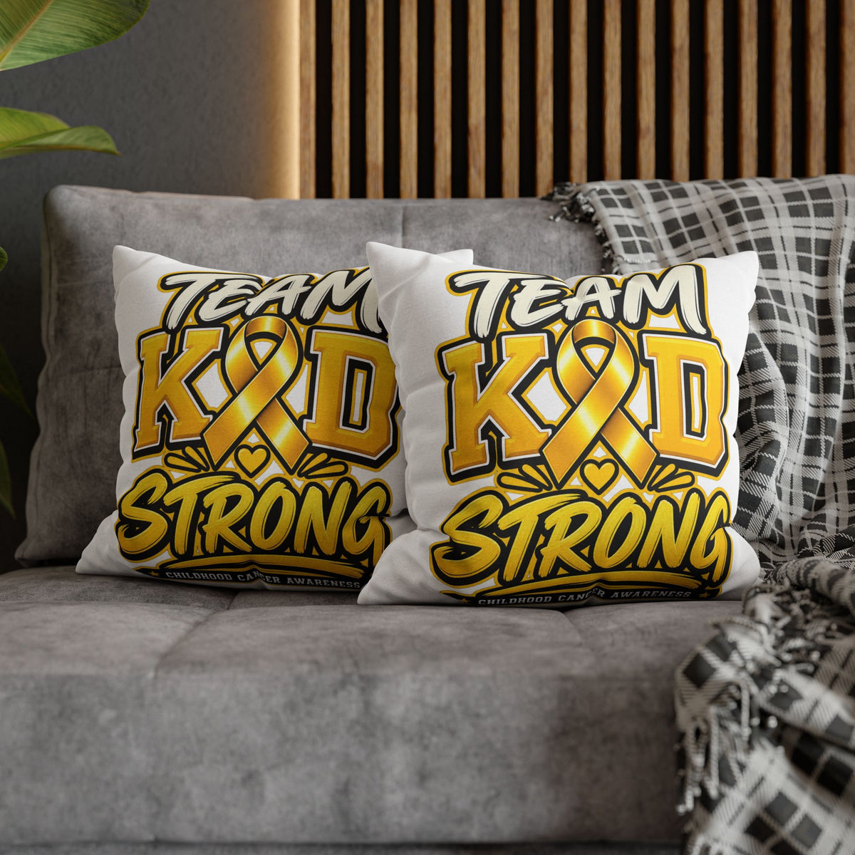 Team KID Strong Childhood Cancer Awareness Square Pillowcase