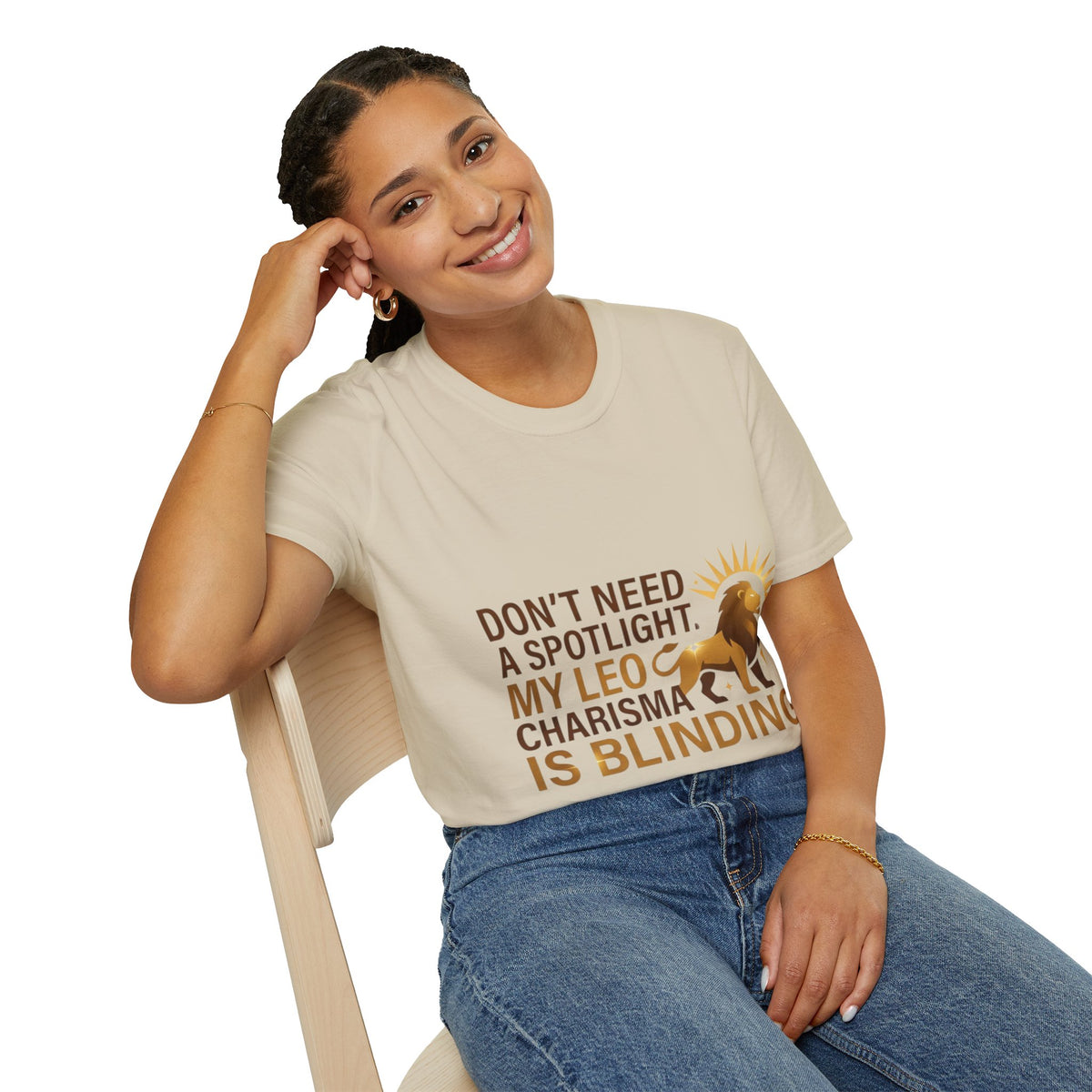 Leo T-Shirt — "Don't Need a Spotlight, My Leo Charisma Is Blinding" Zodiac Tee