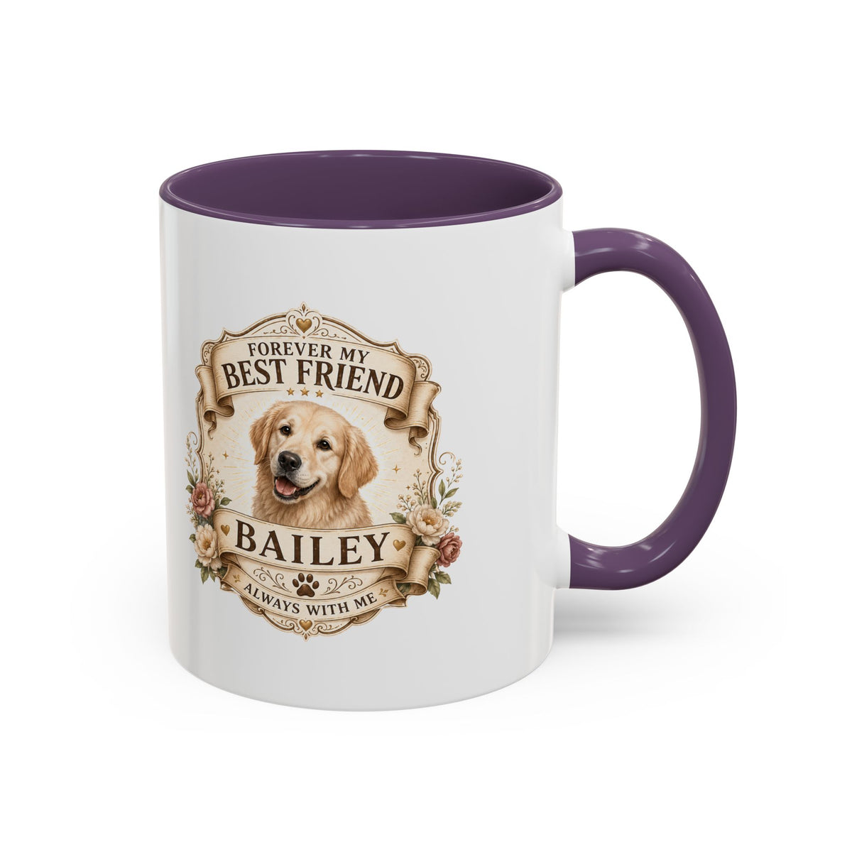 Milo Bailey Dog Dad Mom Personalized Dog Coffee Mug – "Forever My Best Friend" Golden Retriever Accent Mug