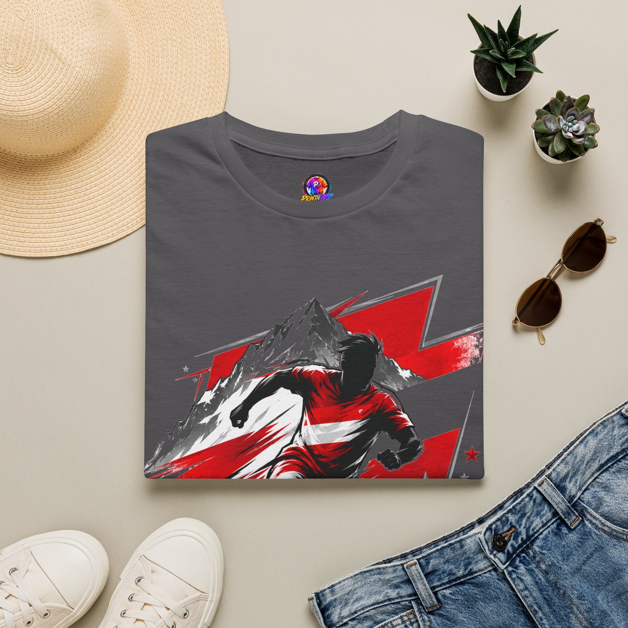 Austria  Alpine Charge Soccer T-Shirt — Mountain Football Graphic Tee -