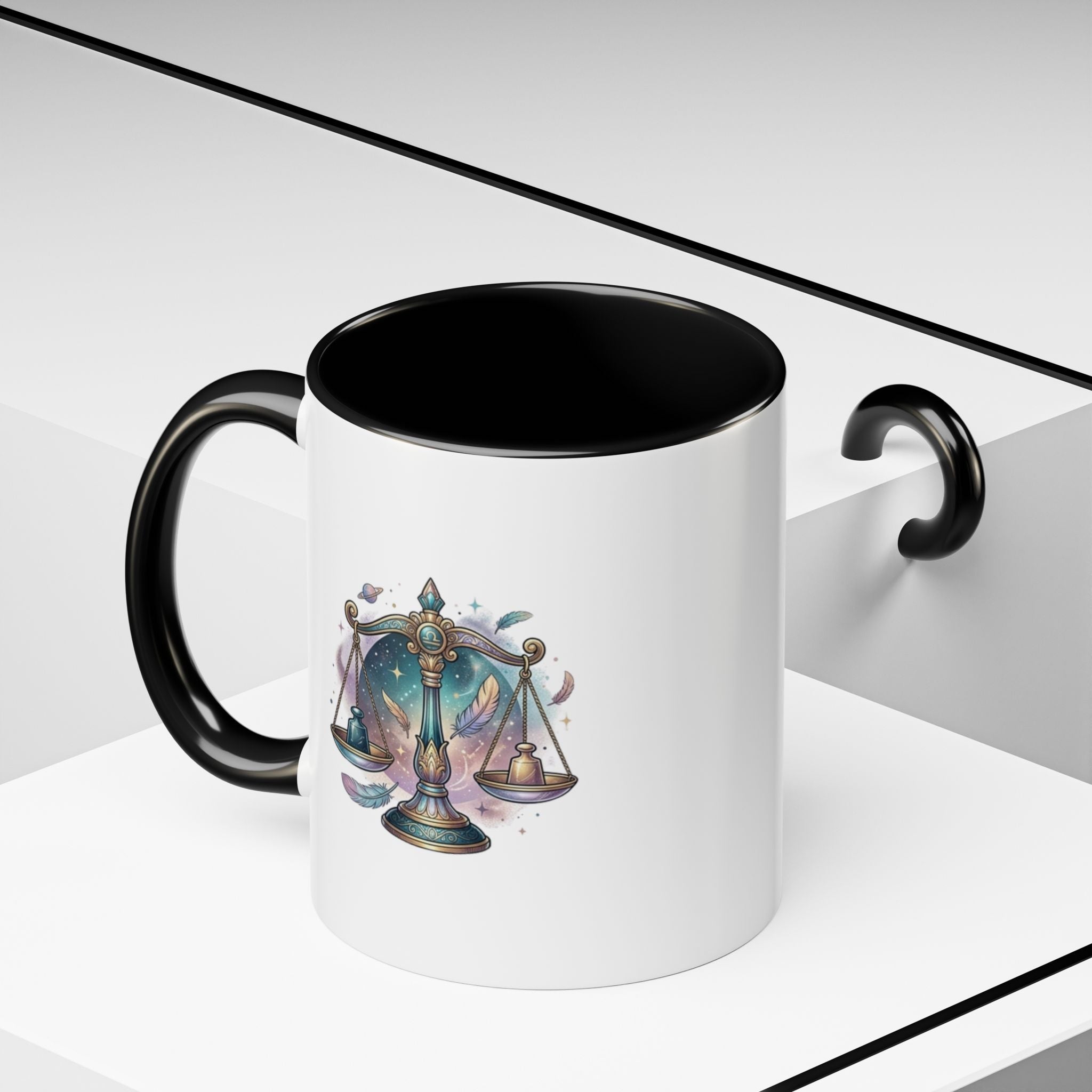 Libra Zodiac Scales Accent Coffee Mug — Astrology Constellation Gift