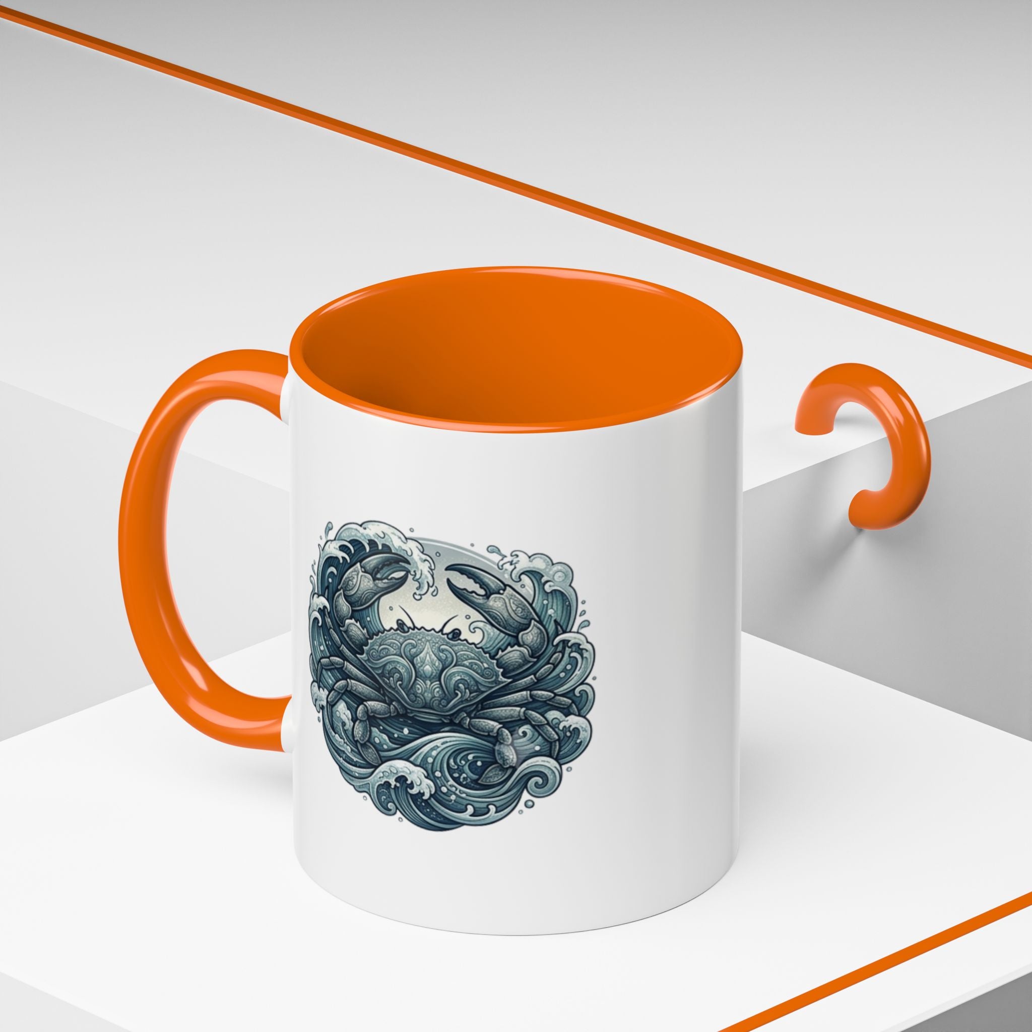 Crab Wave Accent Coffee Mug — Nautical Ocean Art