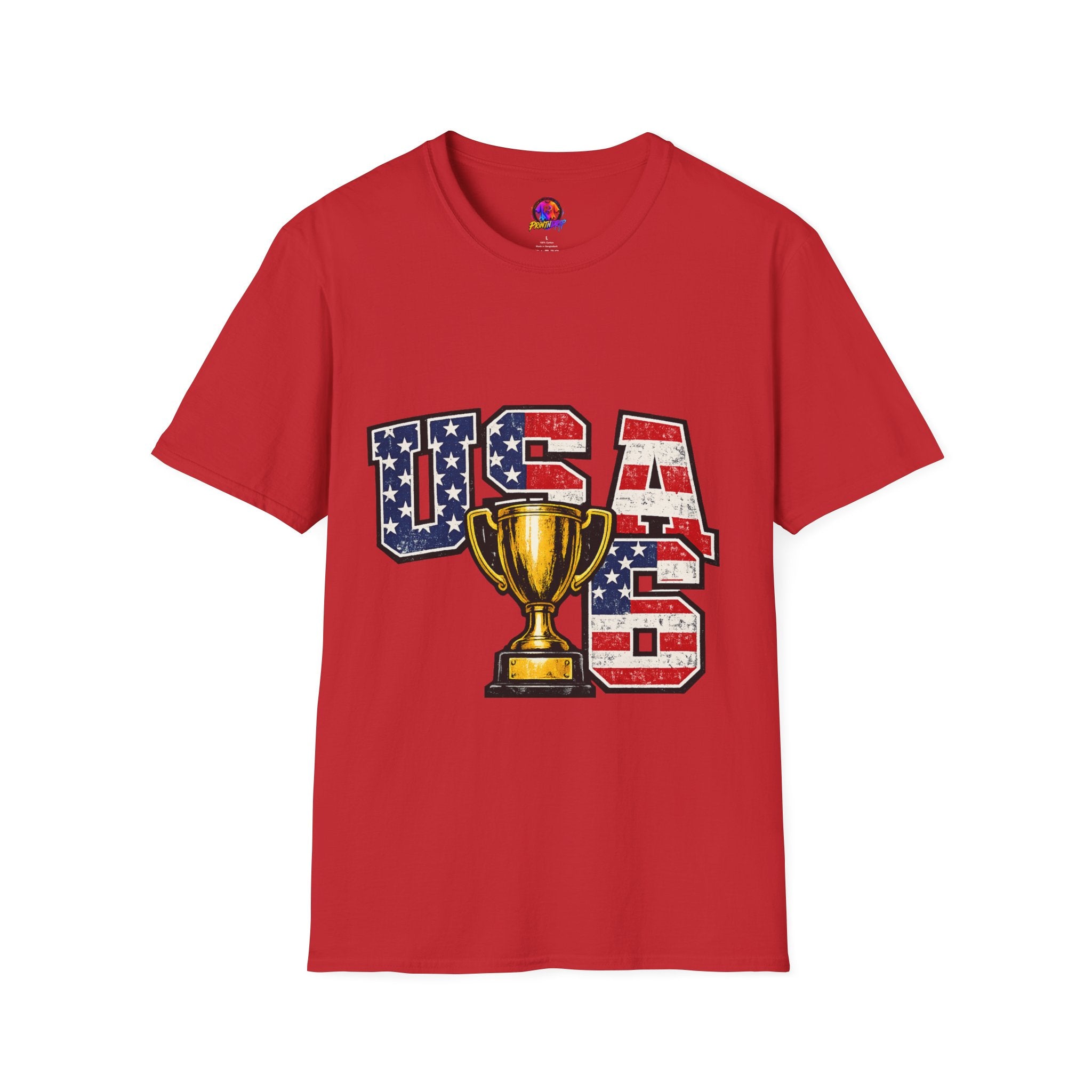 USA Trophy T-Shirt — Patriotic American Flag Graphic Tee