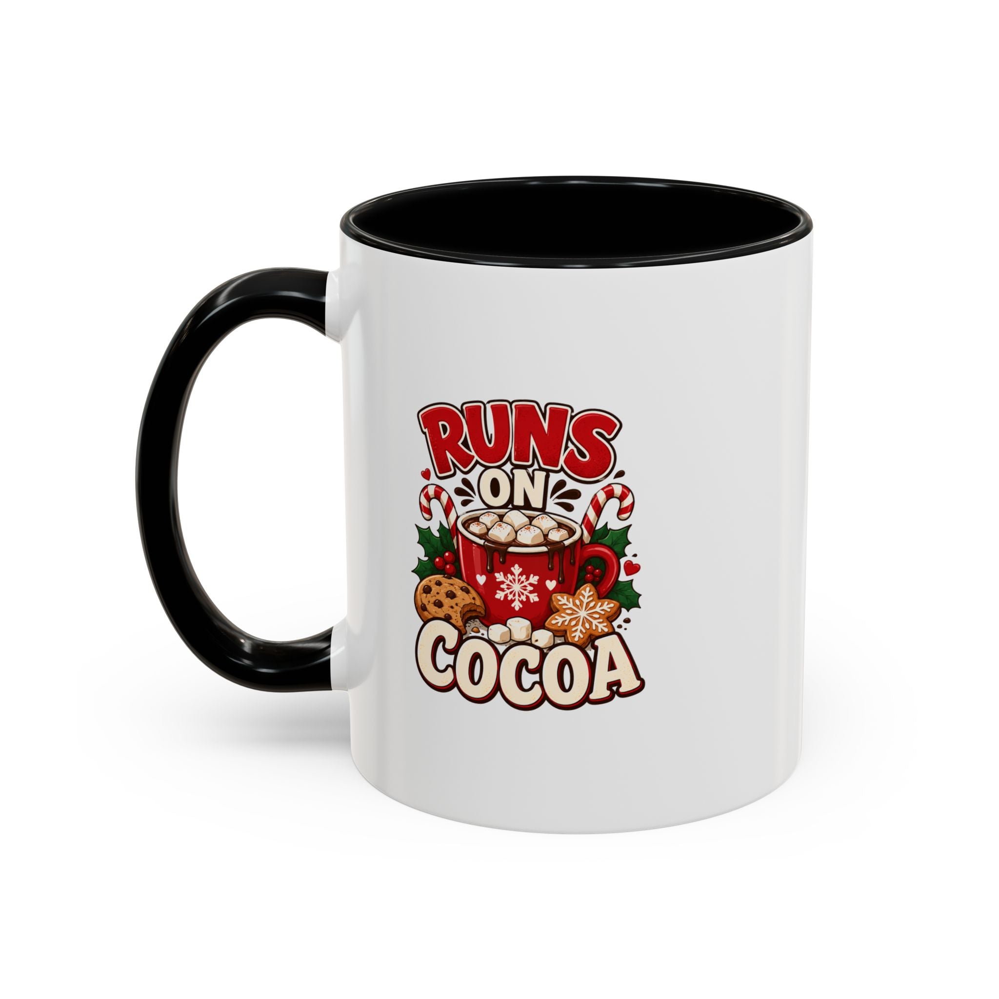 Runs on Cocoa Accent Coffee Mug — Holiday Hot Cocoa Gift