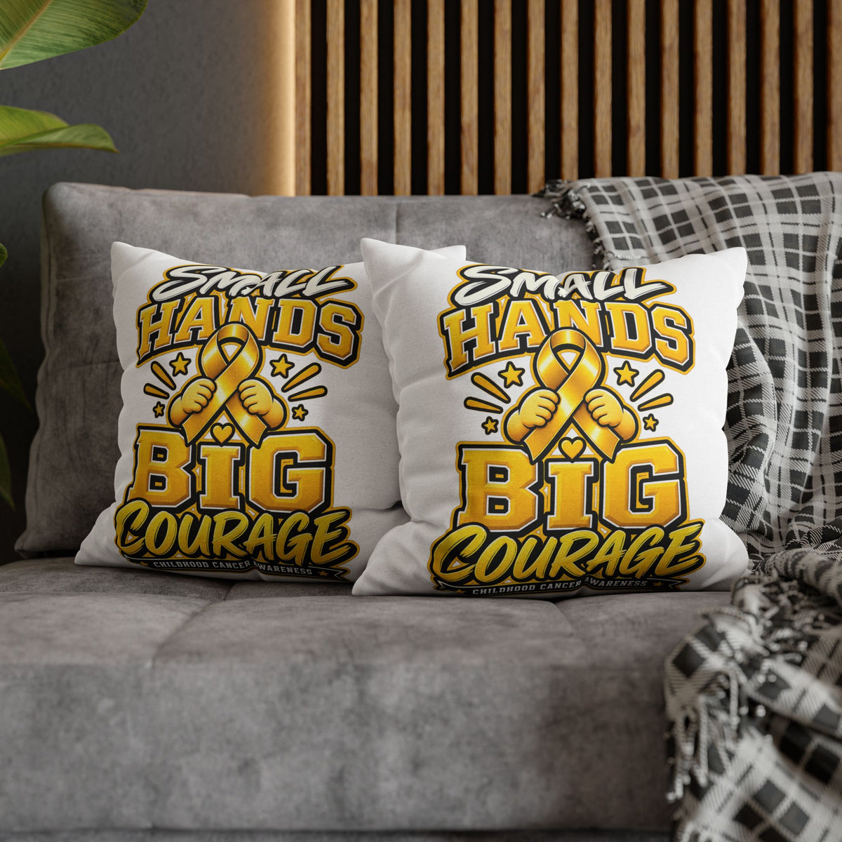 Small Hands Big Courage Childhood Cancer Awareness Pillowcase