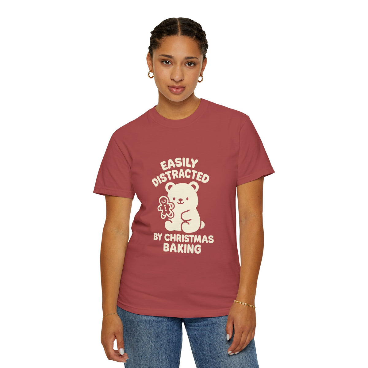 T-Shirt — "Easily Distracted by Christmas Baking" Cute Bear Holiday Tee- Trending Now - October 2026