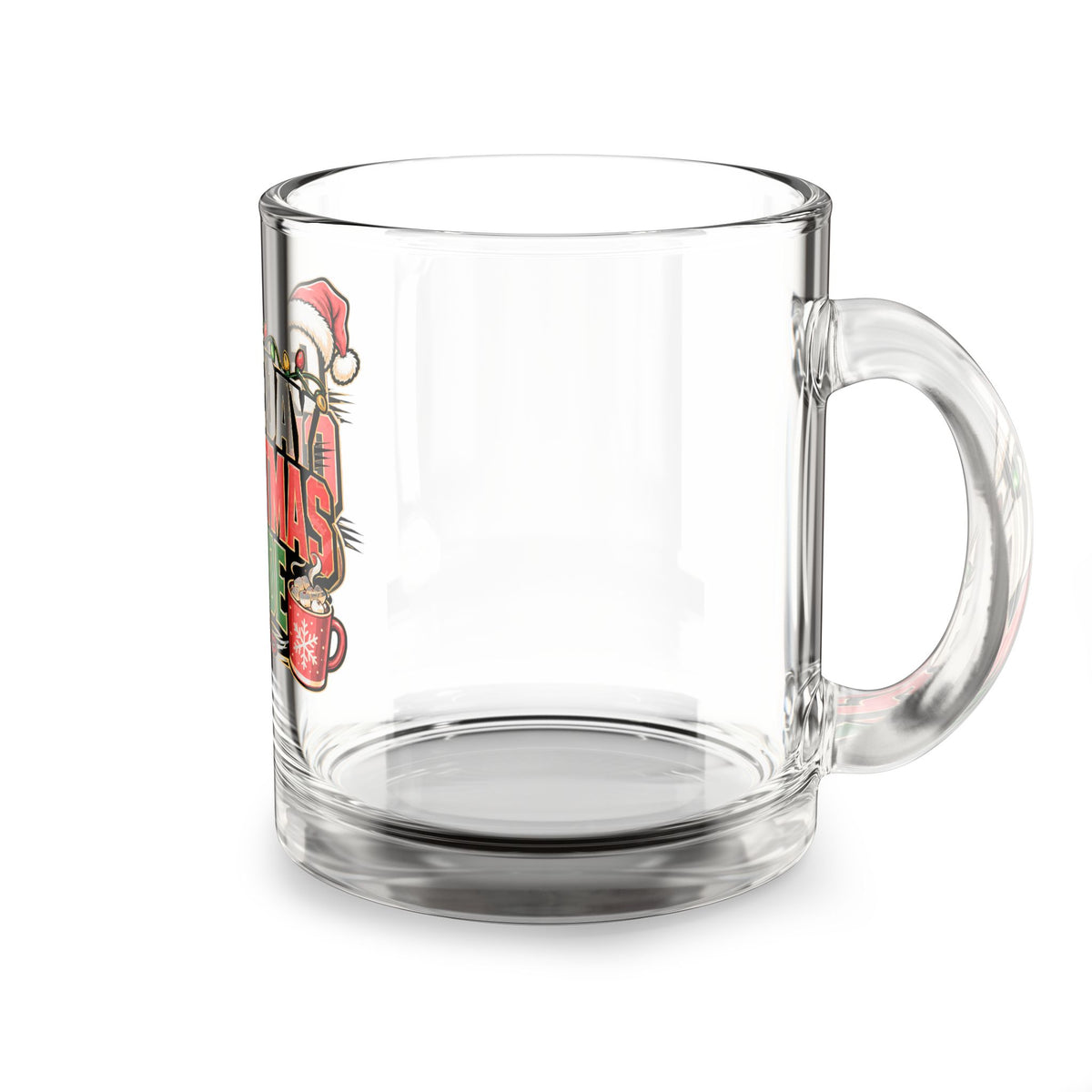 Modern Day Christmas Glass Mug  10oz Glass Mug — Game Day Christmas Mode Holiday Football Coffee Cup
