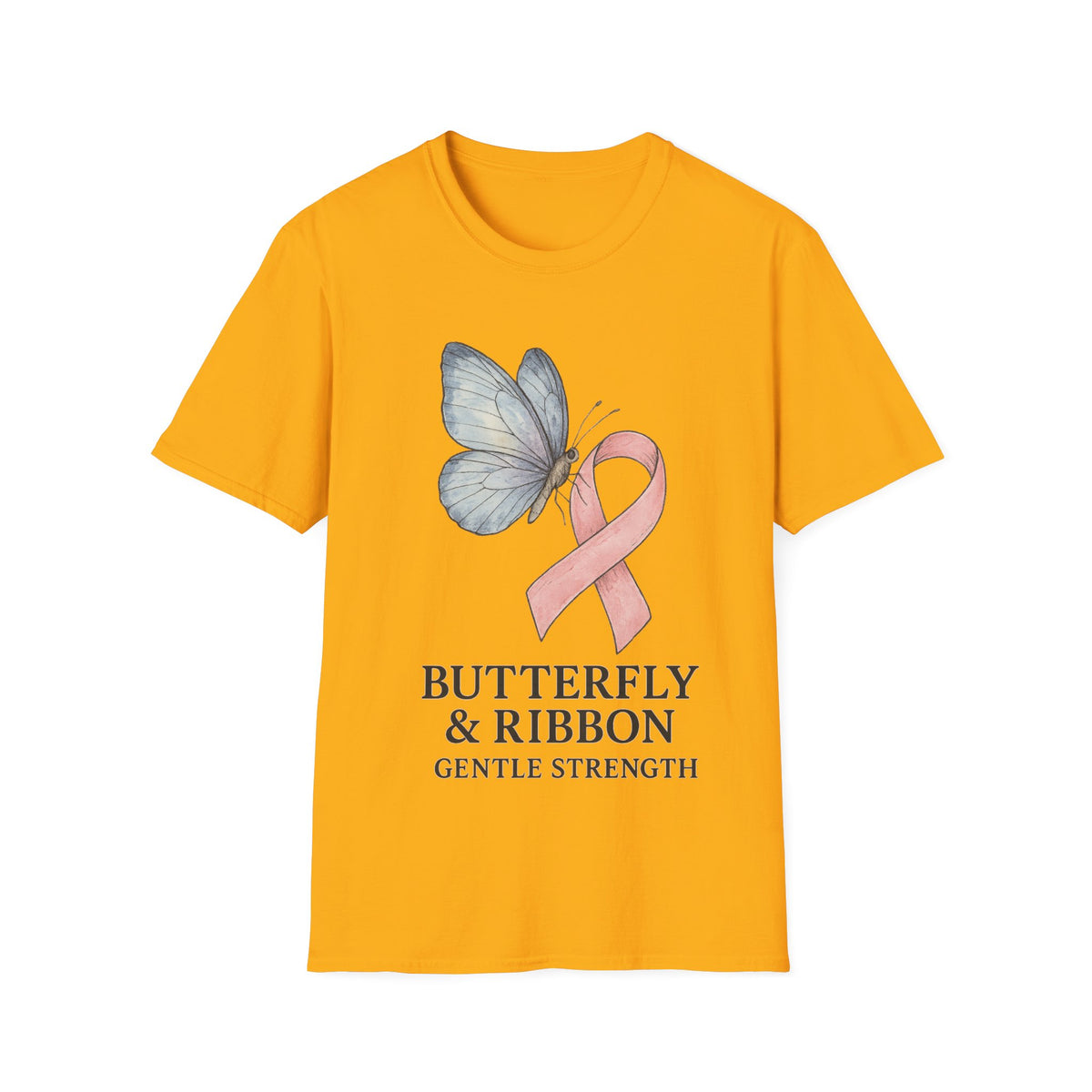Butterfly and Ribbon Gentle Strength Graphic Tee, Pink Ribbon Breast Cancer T-Shirt - Trending Now - September 2026