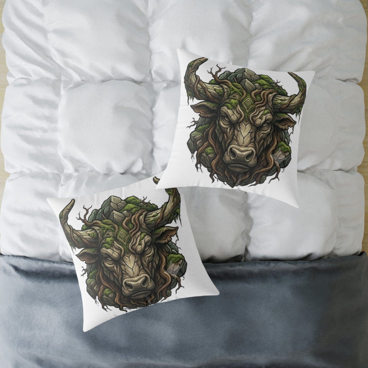 Astrological Bull Head Taurus Square Poly Canvas Pillow