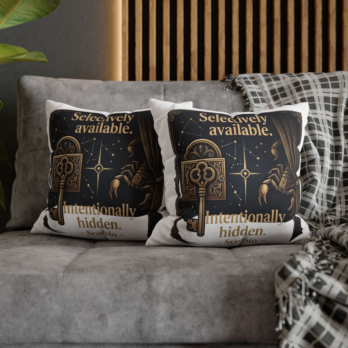 Scorpio Decorative Pillow pillowcase - "Selectively Available. Intentionally Hidden." Astrological Accent Pillow