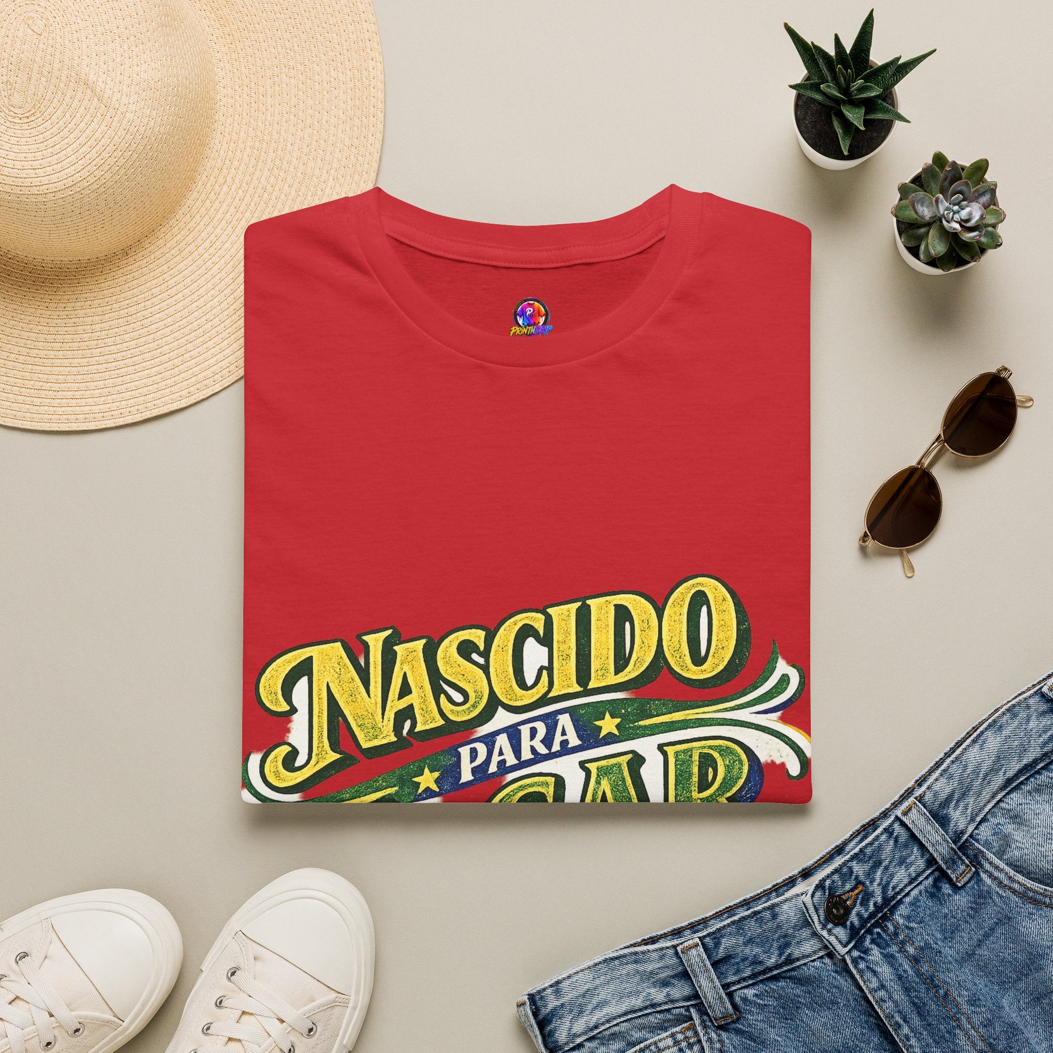 Brazil T‑Shirt — Nascido Para Jogar Vintage Brazilian Soccer Graphic Tee