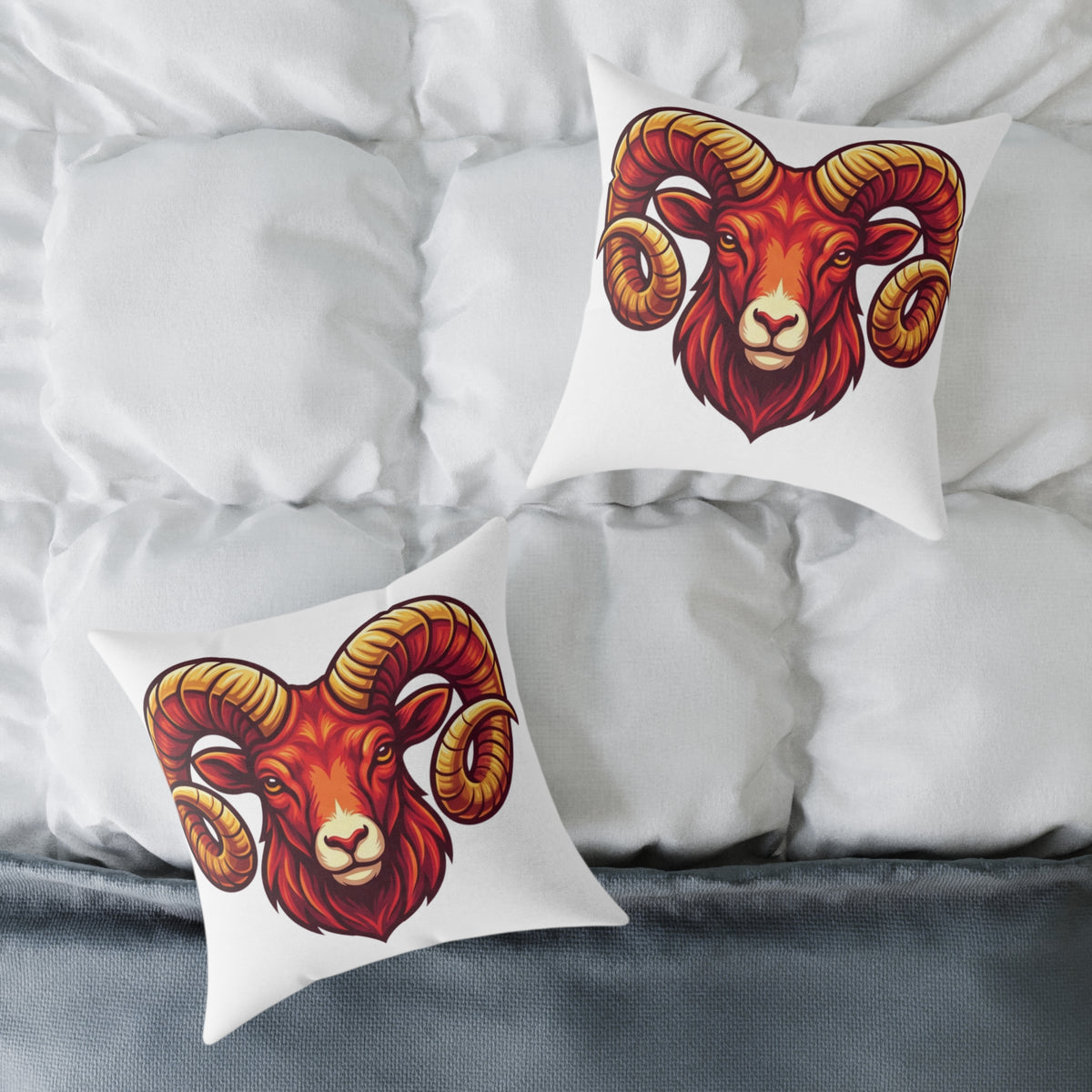 Aries Zodiac Ram Head Throw Pillow — Bold Zodiac Aries Accent Cushion