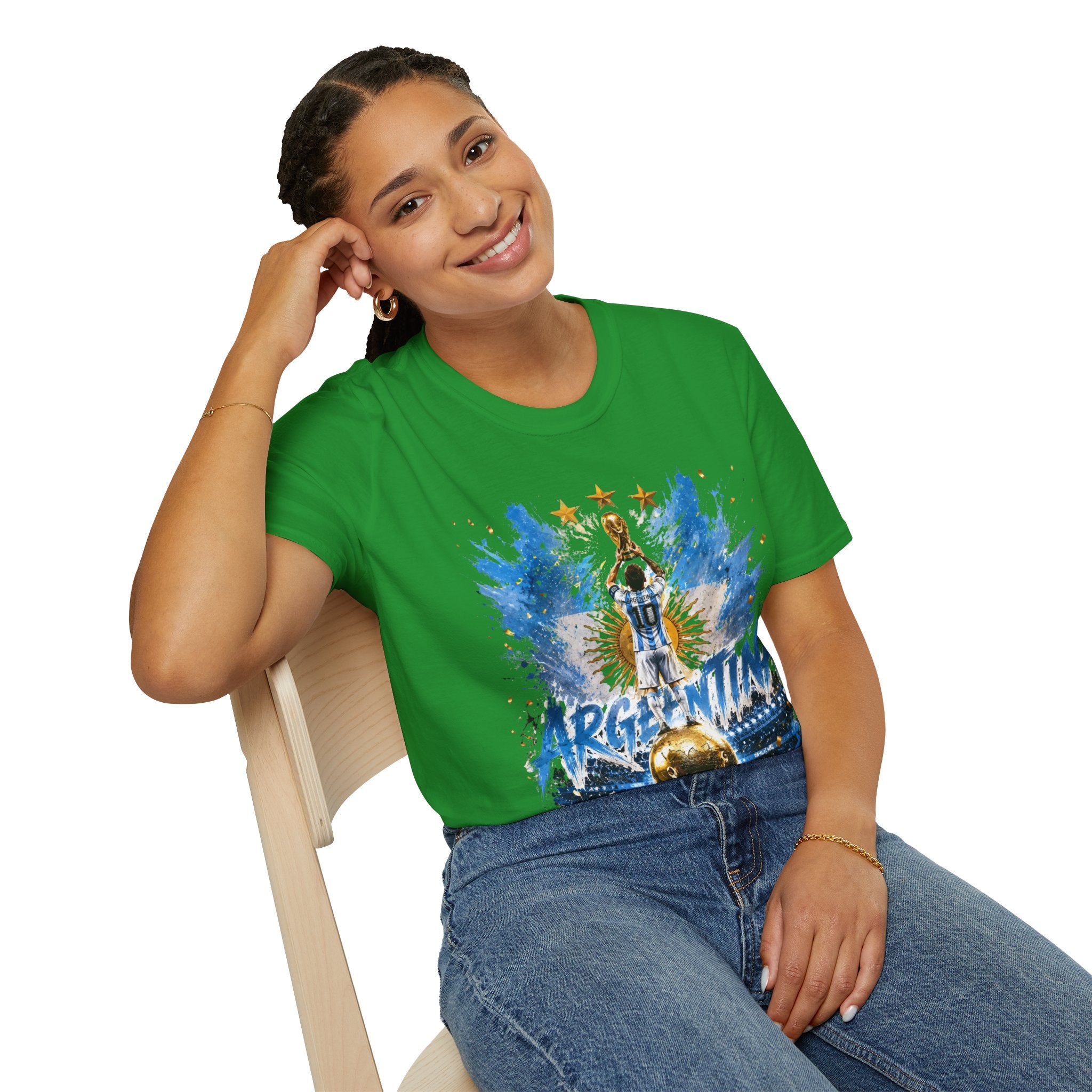 Argentina World Champions T‑Shirt — Soccer World Cup 3 Stars Tribute