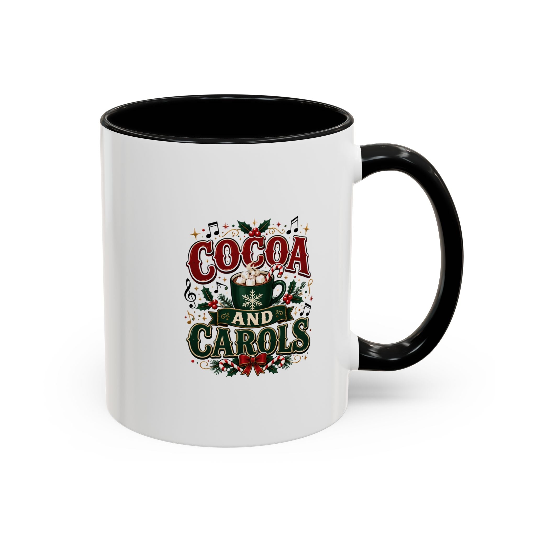 Cocoa and Carols Accent Coffee Mug — Holiday Christmas Cocoa Mug
