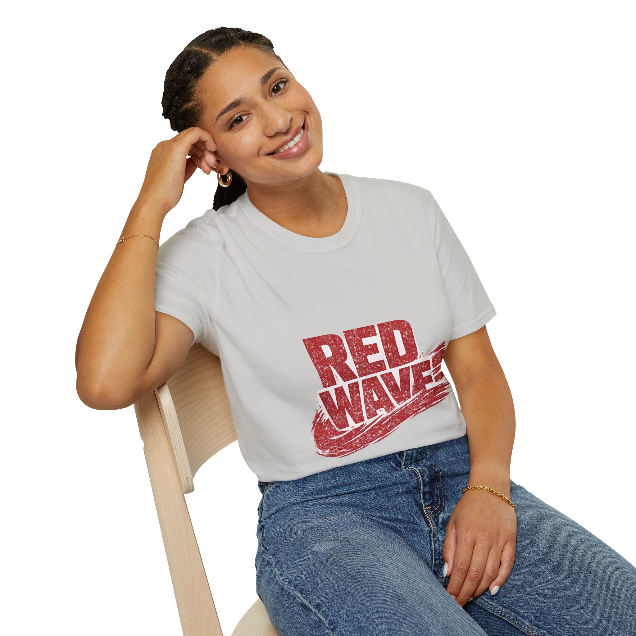 South Korea Red Wave Graphic T‑Shirt — Vintage Distressed Logo Tee
