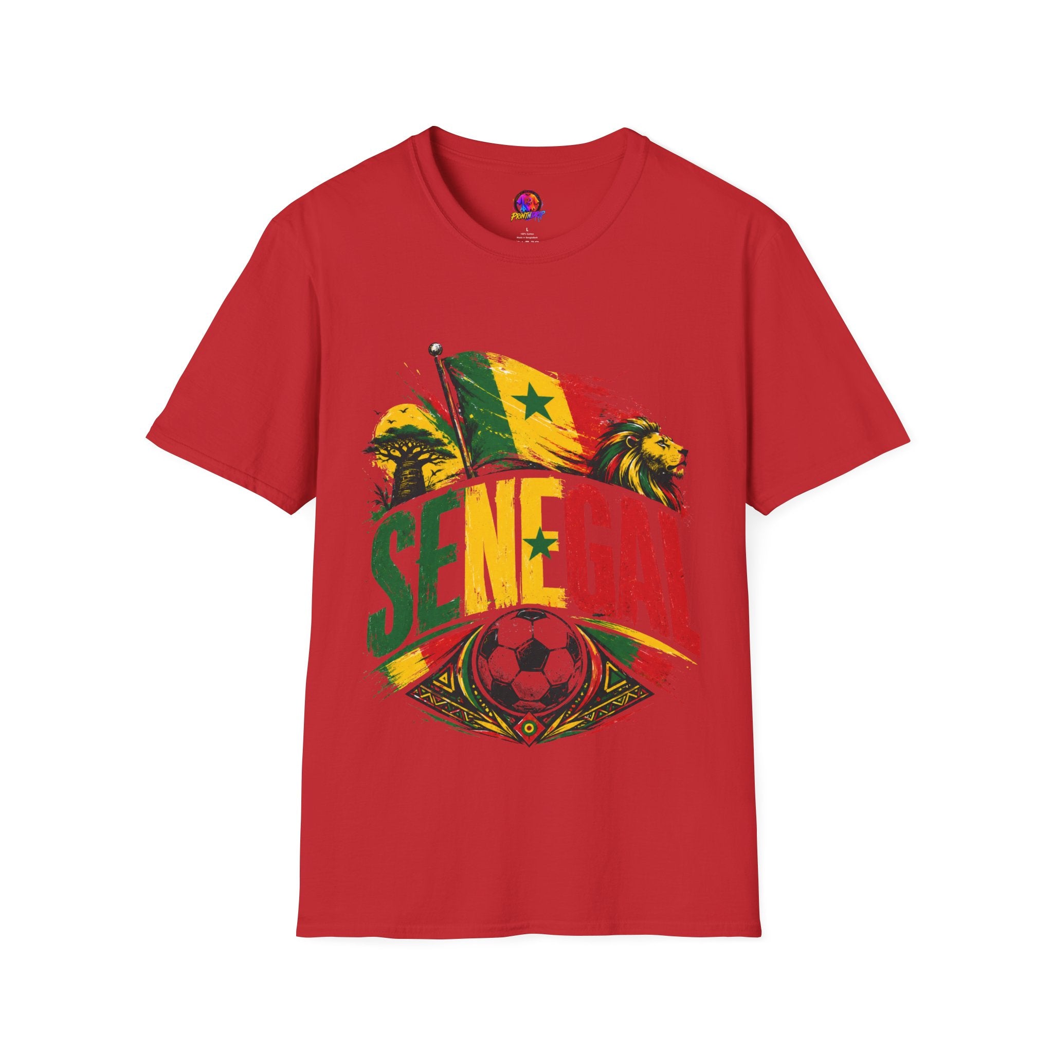 Senegal Flag Soccer T-Shirt — Lion & Football Pride Tee