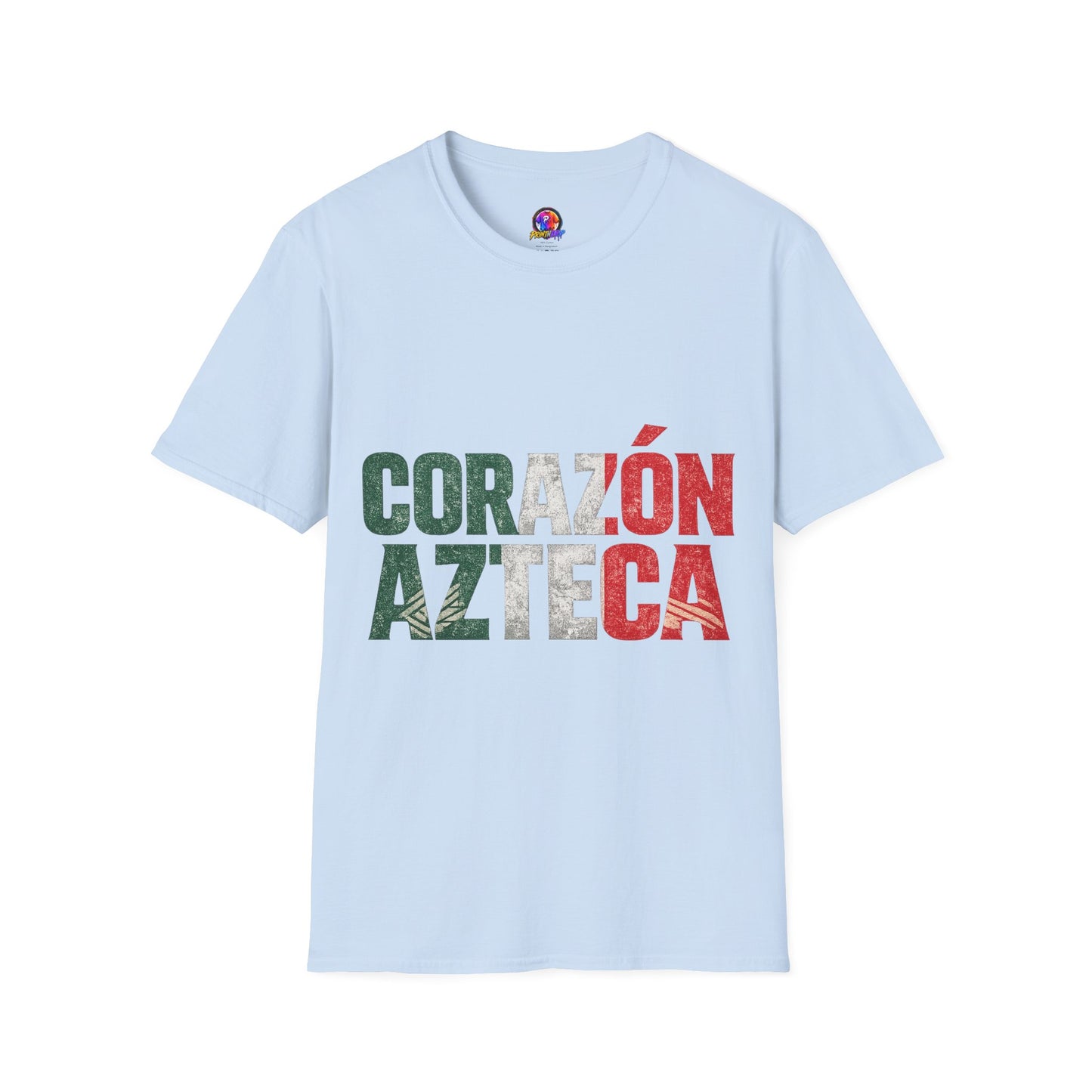 Mexico Corazón Azteca T-Shirt — Mexican Pride Flag Text Tee