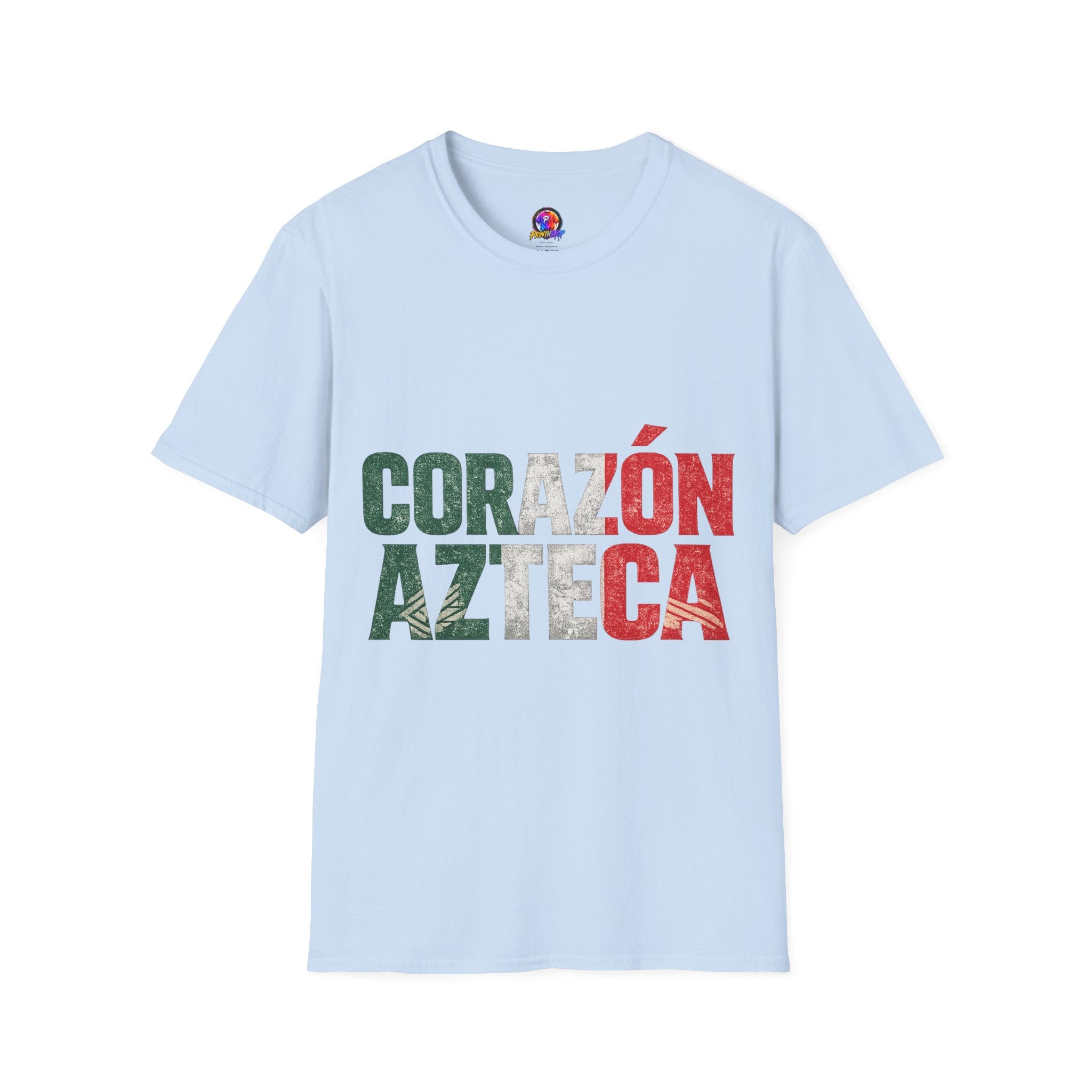 Mexico Corazón Azteca T-Shirt — Mexican Pride Flag Text Tee
