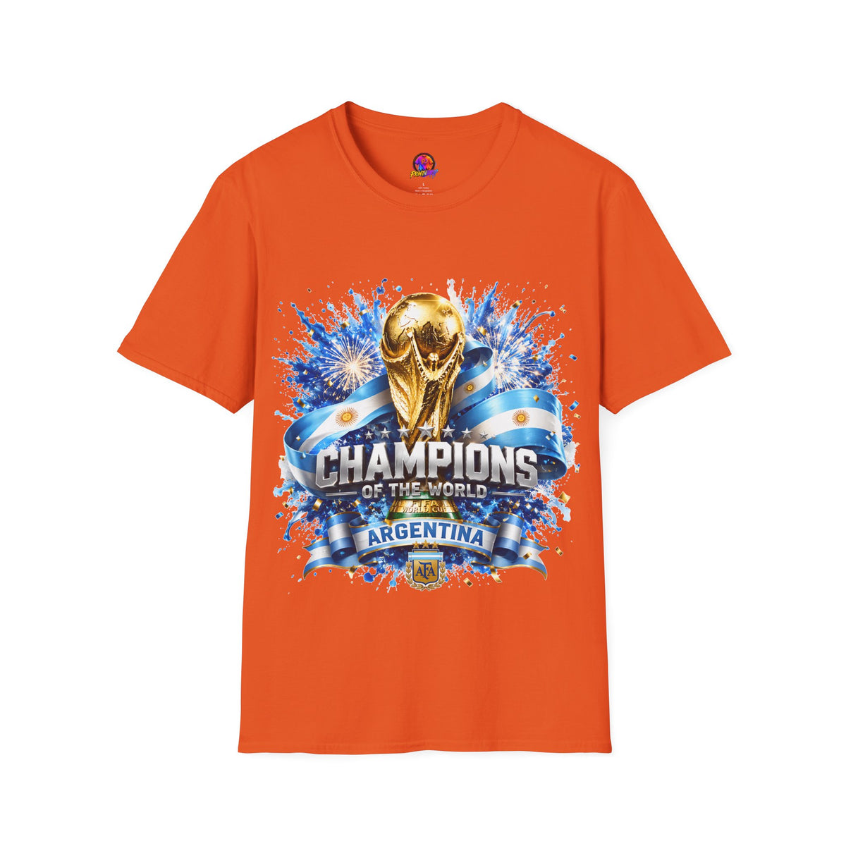 Argentina World Cup Champions T-Shirt — Gold Trophy Celebration Tee