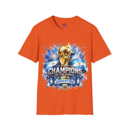 Argentina World Cup Champions T-Shirt — Gold Trophy Celebration Tee