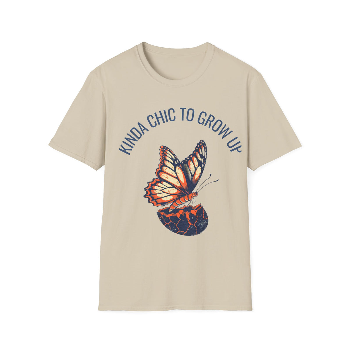 "Kinda Chic To Grow Up" Monarch Butterfly Graphic Tee - Aesthetic Inspirational White T-Shirt - Trending Now - September 2026