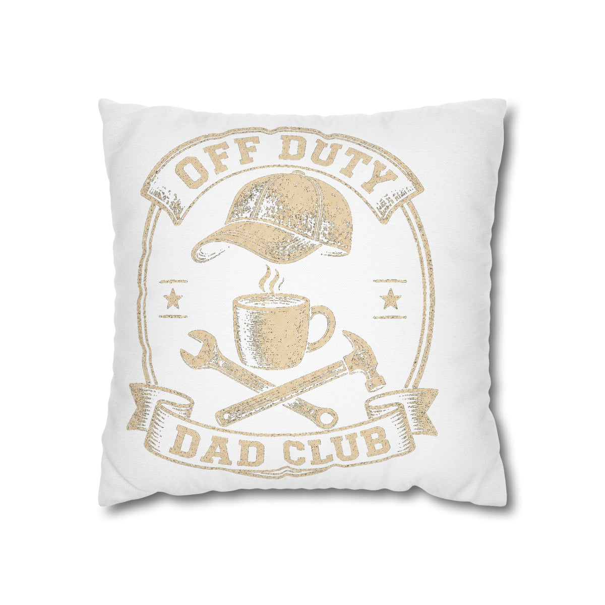 Off Duty Dad Club Decorative Pillowcase — Coffee & Wrench Vintage Design Milo Bailey Dog Dad Mom