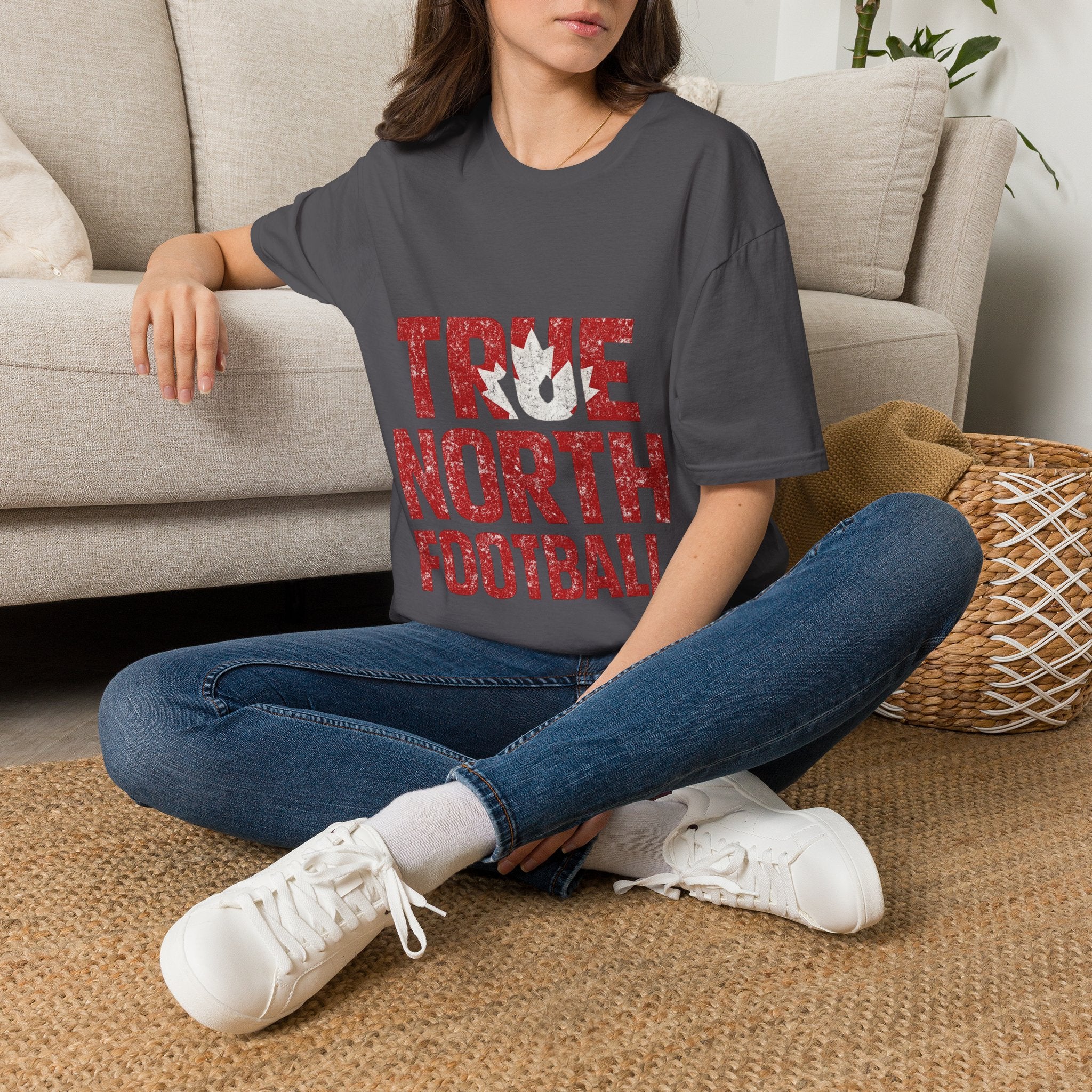 Canada True North Football T-Shirt — Vintage Canadian Maple Leaf Team Tee