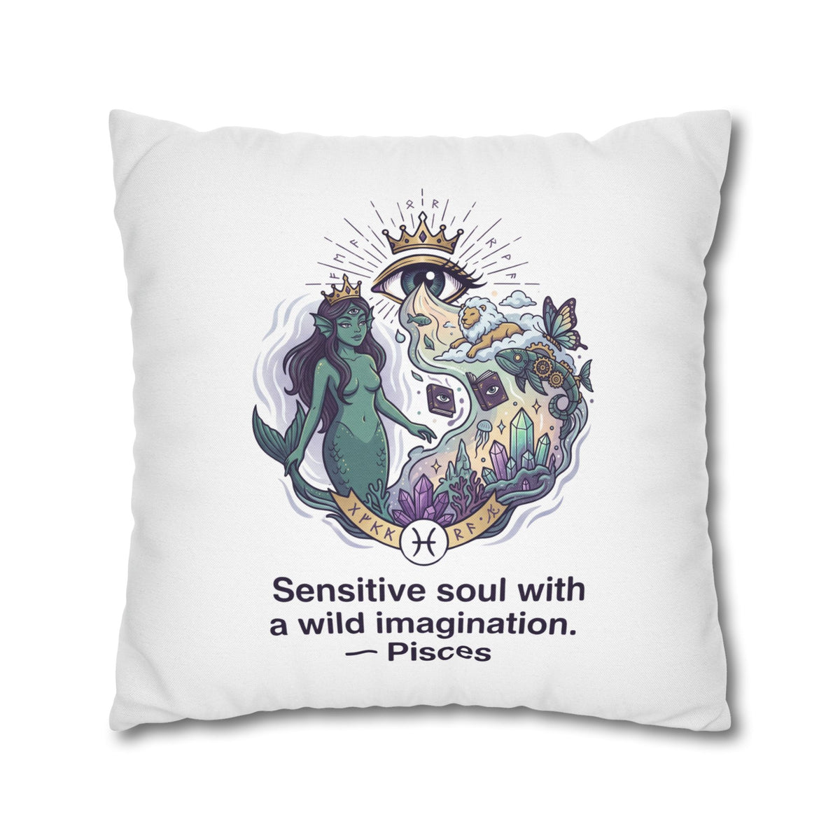 Pisces Zodiac Pillowcase — "Sensitive soul with a wild imagination" Decorative Throw Pillow Cover