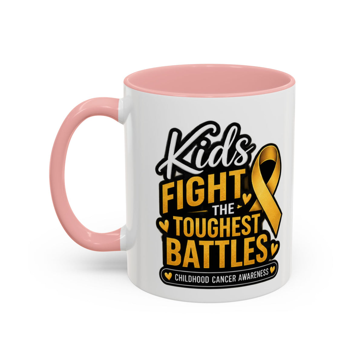 Childhood Cancer Awareness Accent Coffee Mug - "Kids Fight the Toughest Battles" (11/15oz)