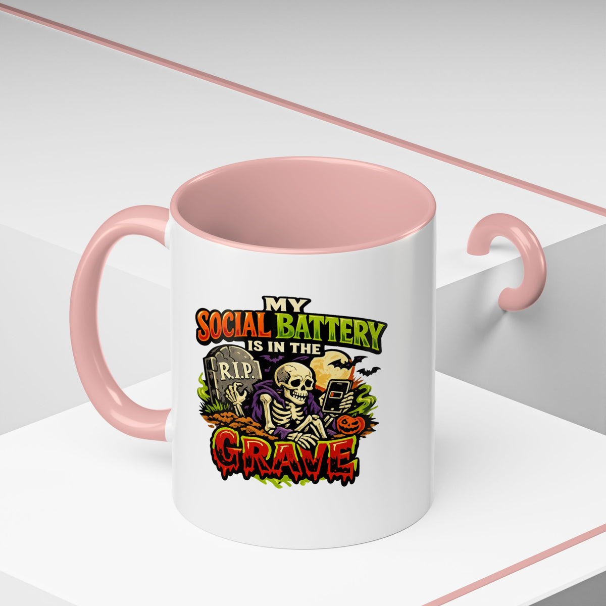 Halloween  Social Battery Is Low Accent Coffee Mug