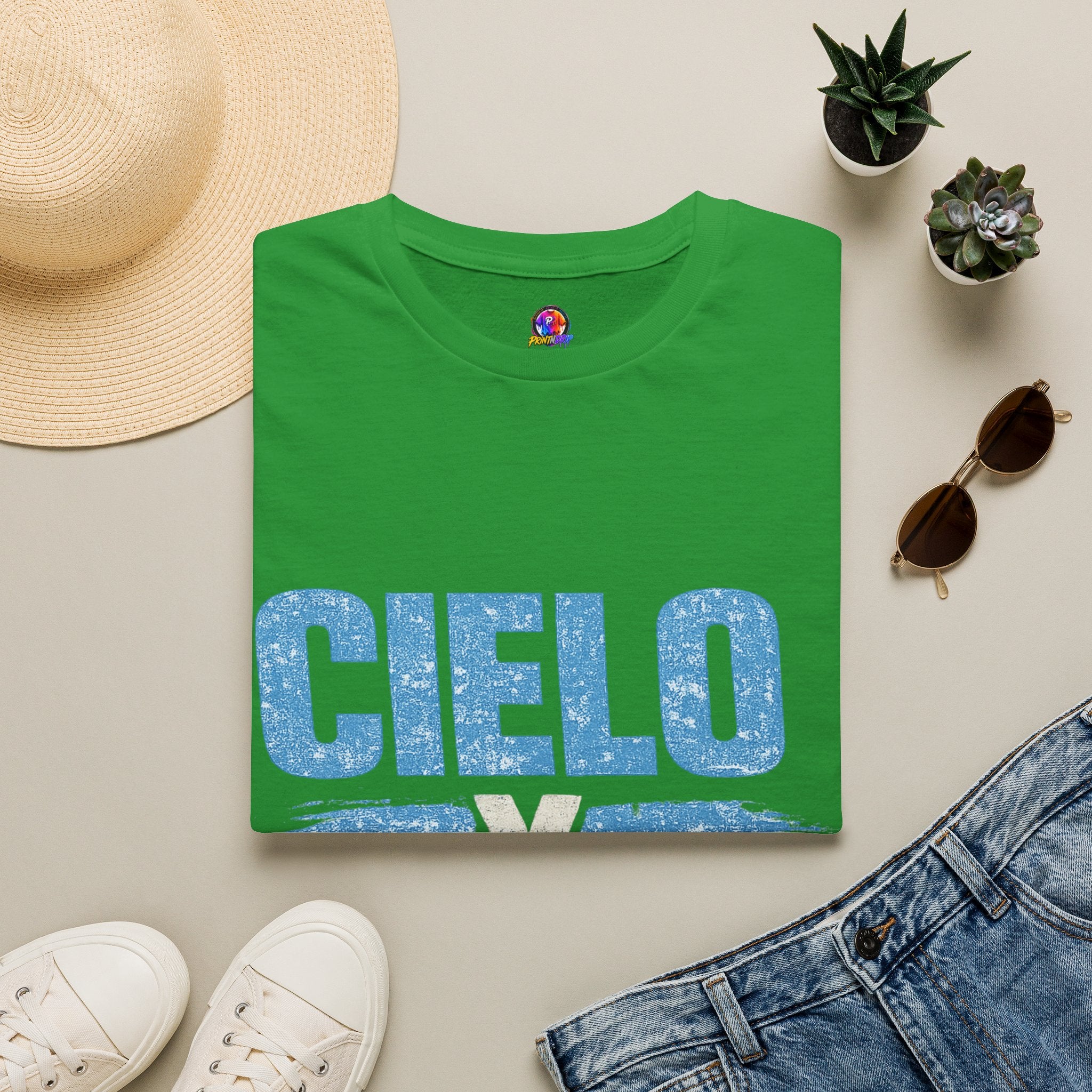 Argentina Cielo Fútbol T-Shirt — Vintage Sky Blue Soccer Tee