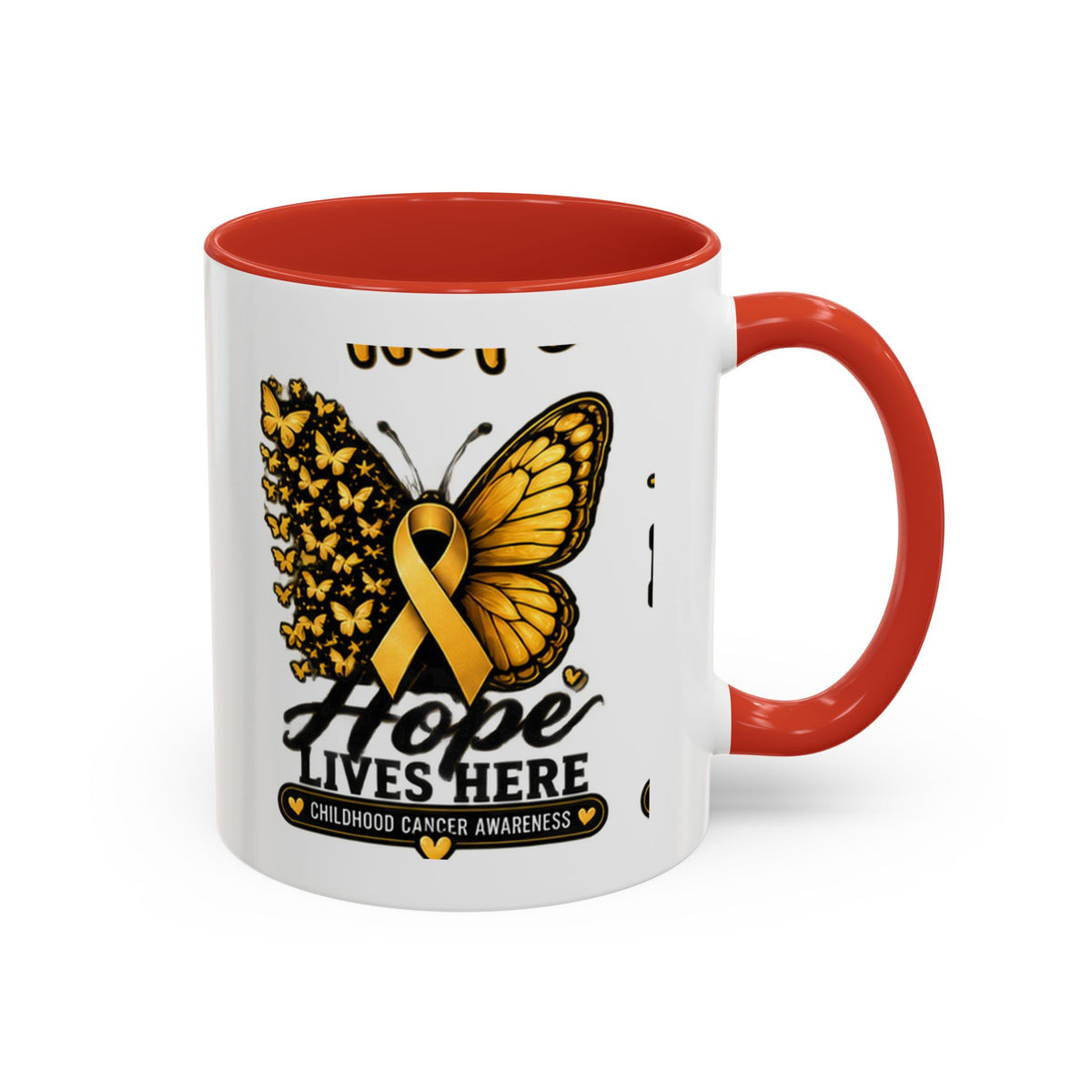 Children’s Cancer Awareness Accent Coffee Mug — "Hope Lives Here" (11/15oz)