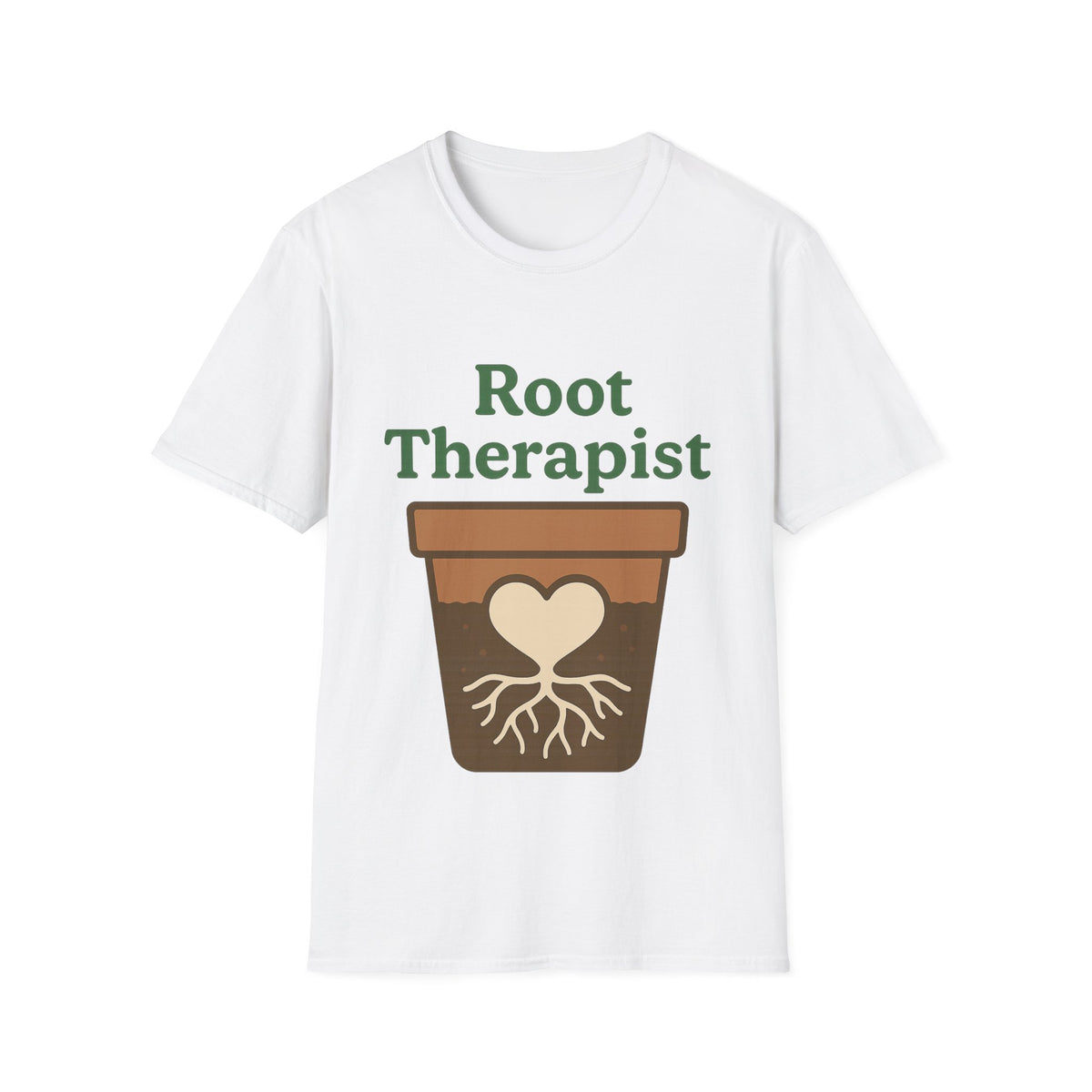 "Root Therapist" Cute Potted Plant Graphic Tee - Funny Gardening Pun Houseplant White T-Shirt - Trending Now - September 2026