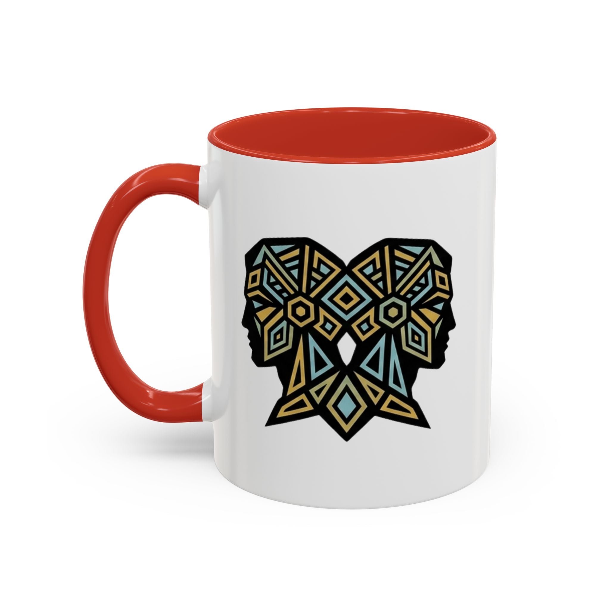 Geometric Elephant Accent Coffee Mug — Tribal Mosaic Design